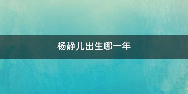 杨静儿出生哪一年