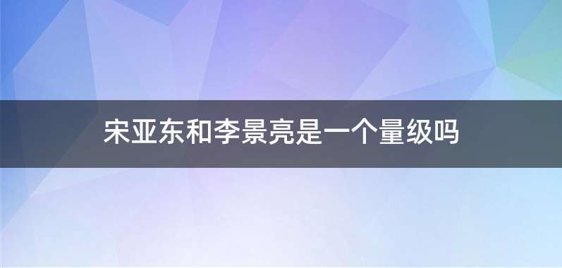 宋亚东和李景亮是一个量级吗