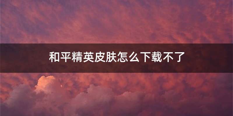 和平精英皮肤怎么下载不了
