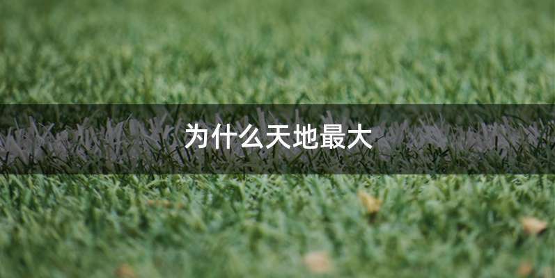 为什么天地最大