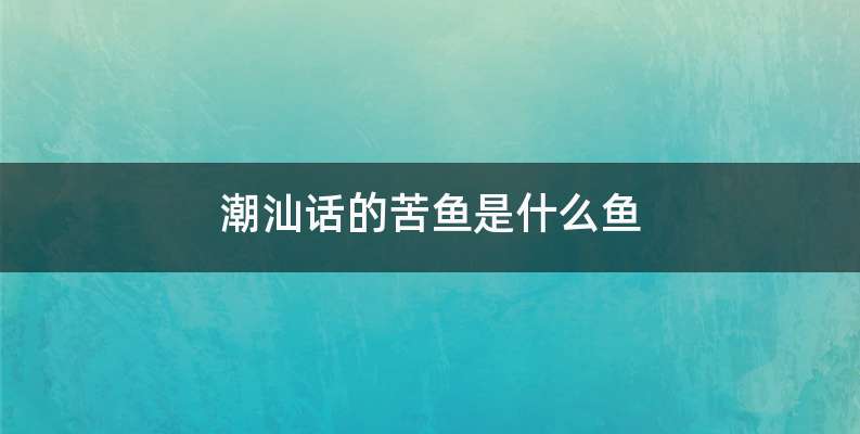 潮汕话的苦鱼是什么鱼