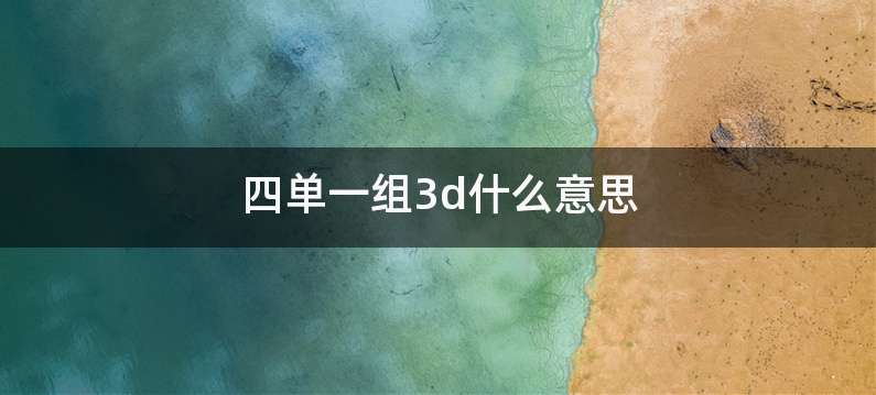 四单一组3d什么意思