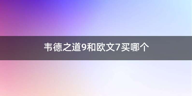 韦德之道9和欧文7买哪个