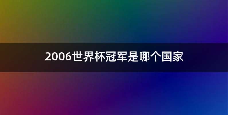 2006世界杯冠军是哪个国家