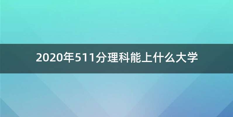 2020年511分理科能上什么大学