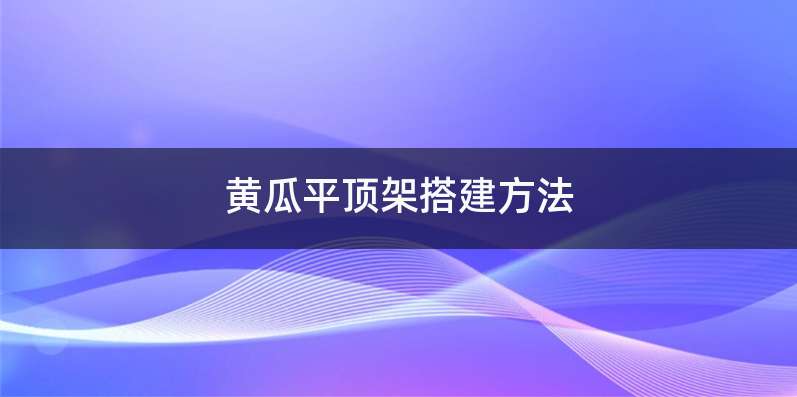 黄瓜平顶架搭建方法