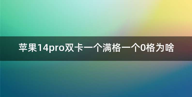 苹果14pro双卡一个满格一个0格为啥