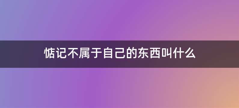 惦记不属于自己的东西叫什么