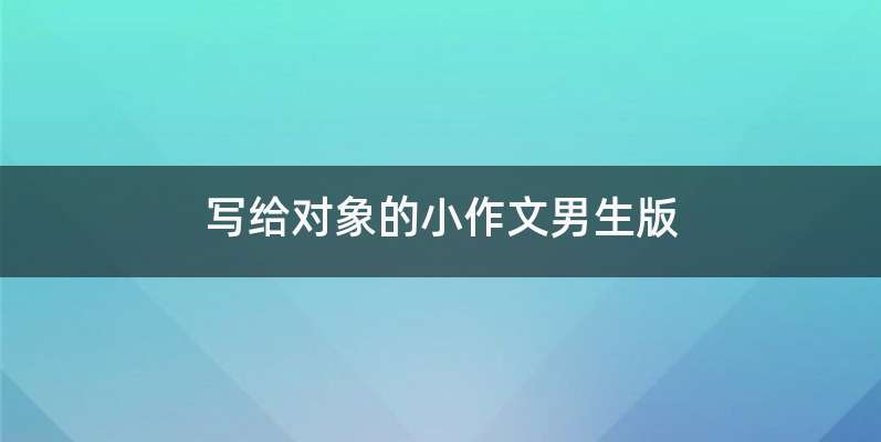 写给对象的小作文男生版