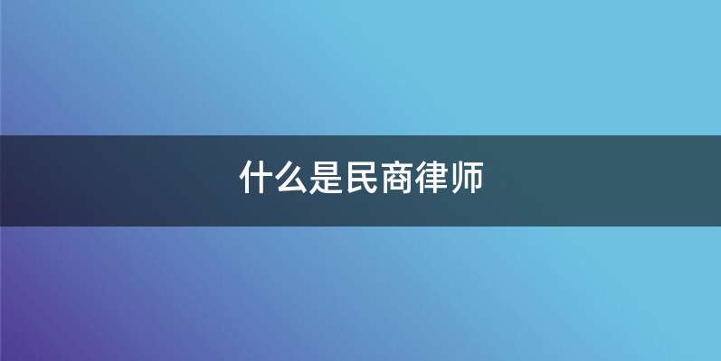 什么是民商律师