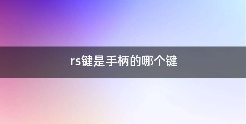 rs键是手柄的哪个键