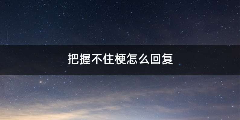 把握不住梗怎么回复