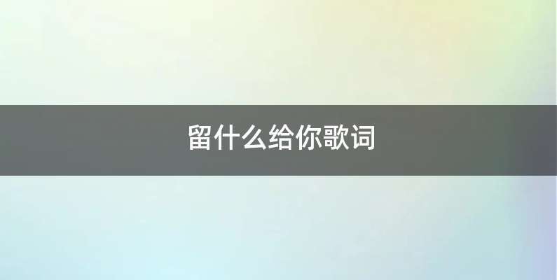 留什么给你歌词