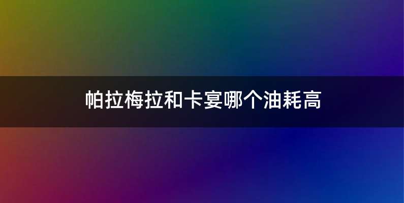 帕拉梅拉和卡宴哪个油耗高