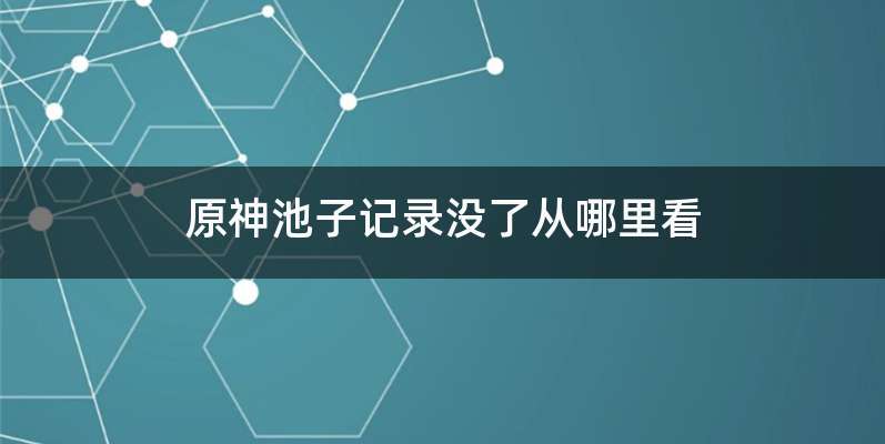 原神池子记录没了从哪里看