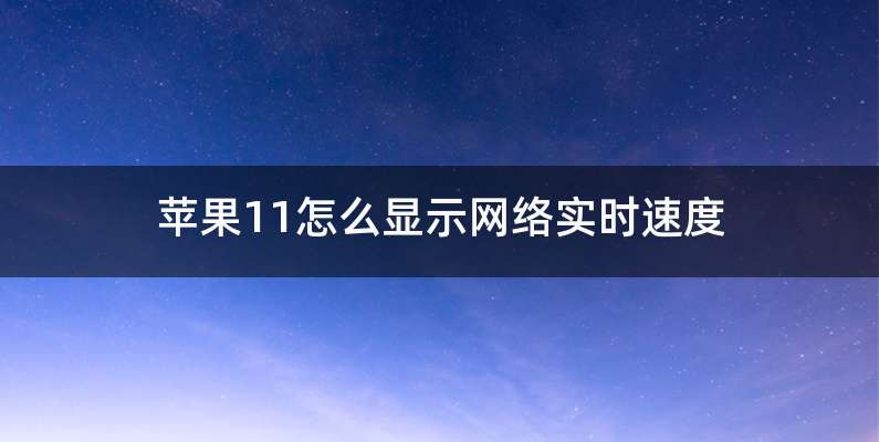 苹果11怎么显示网络实时速度