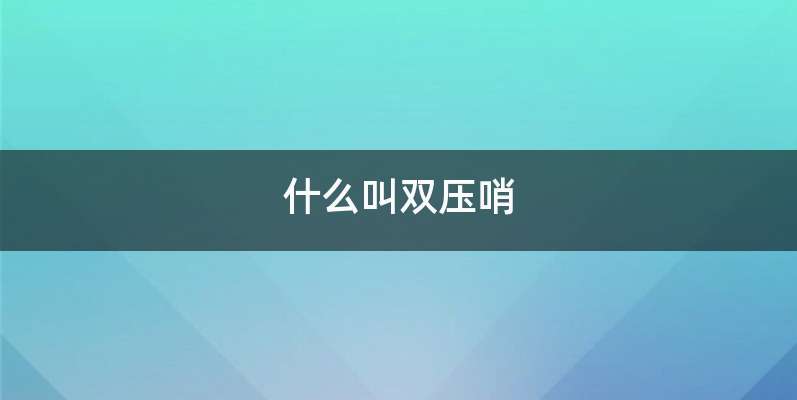 什么叫双压哨