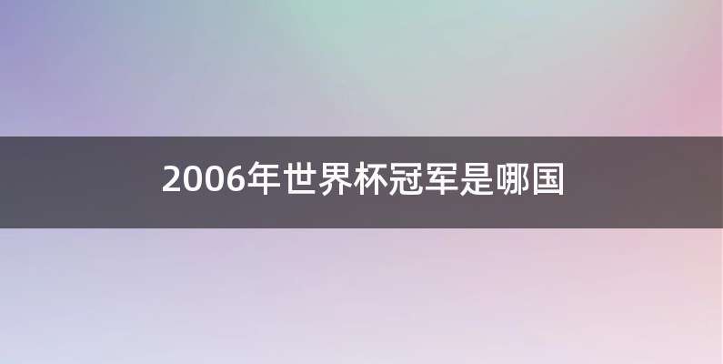 2006年世界杯冠军是哪国