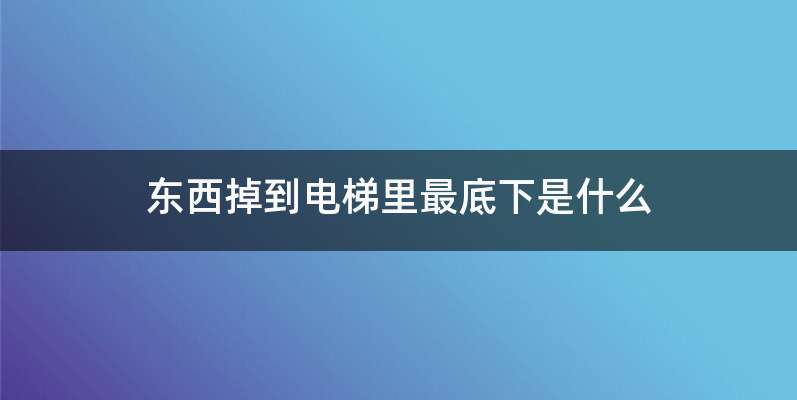 东西掉到电梯里最底下是什么