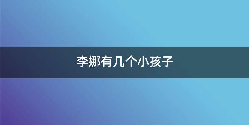 李娜有几个小孩子