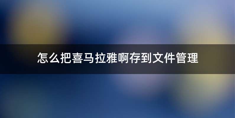 怎么把喜马拉雅啊存到文件管理