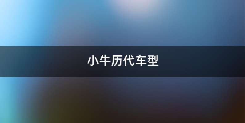 小牛历代车型