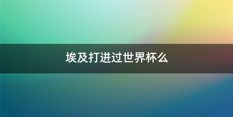 埃及打进过世界杯么