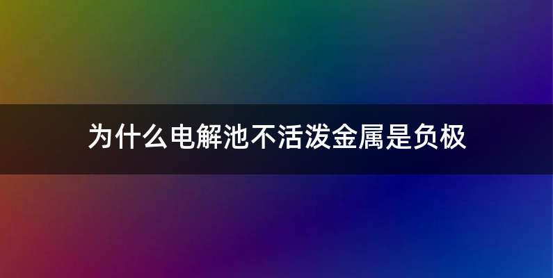 为什么电解池不活泼金属是负极