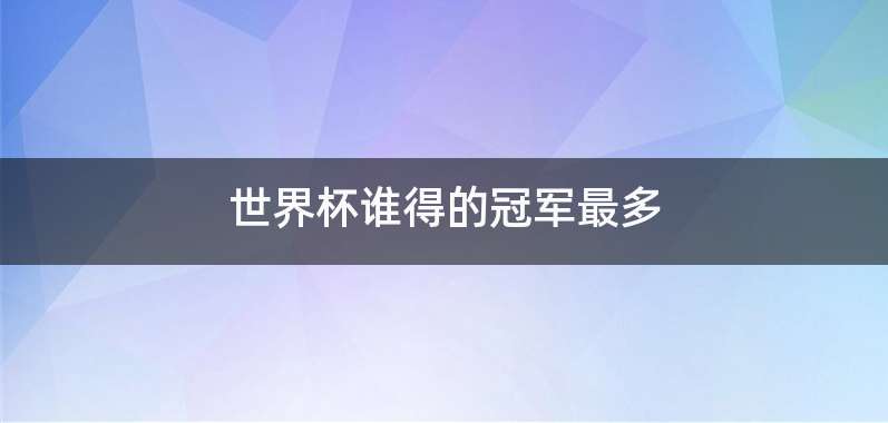 世界杯谁得的冠军最多