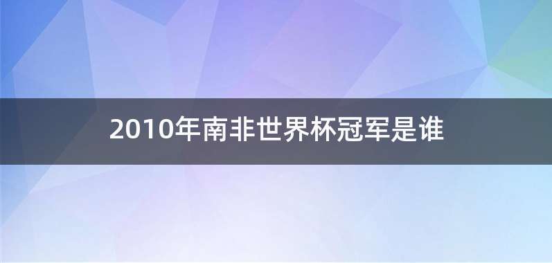 2010年南非世界杯冠军是谁