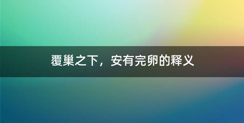 覆巢之下，安有完卵的释义