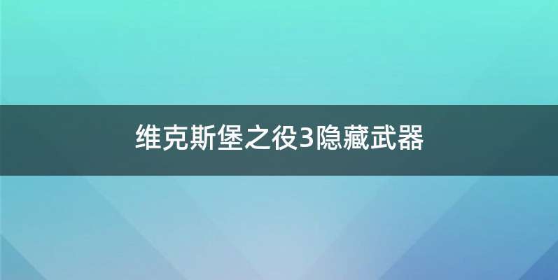 维克斯堡之役3隐藏武器