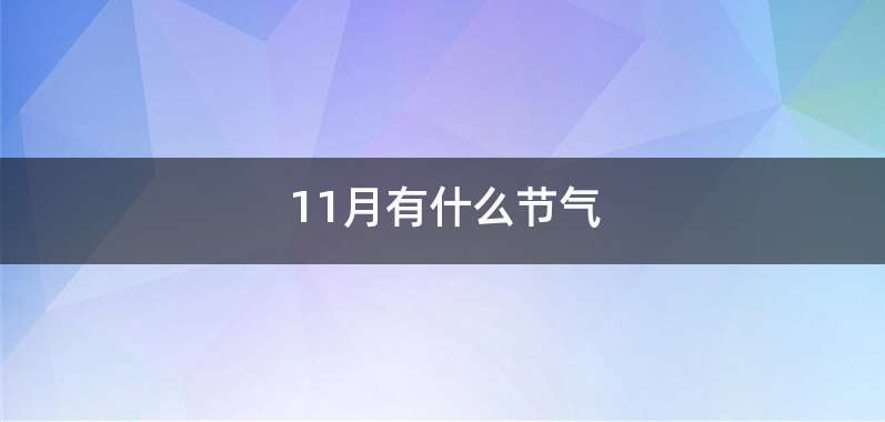 11月有什么节气