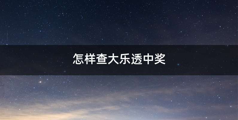 怎样查大乐透中奖